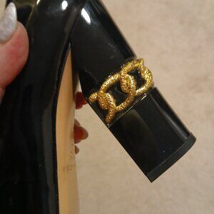 Black Casadei Shoes with Fabulous Gold Rope-look Heels